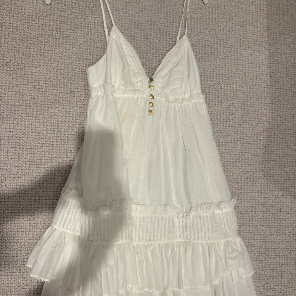 Aje White Dress with Gold Detail Buttons